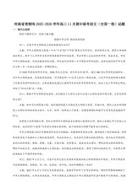 河南省青桐鸣2026届高三上学期11月期中联考语文（全国一卷）试卷（含答案）