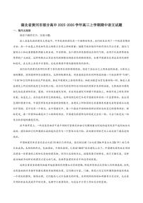 湖北省黄冈市部分高中2026届高三上学期期中考试语文试卷（含答案）