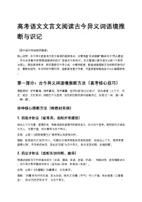 高考语文文言文阅读古今异义词语境推断与识记高中语文讲义