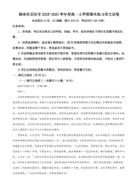 湖南省岳阳市2025-2026学年度高一上学期期末练习语文试卷（试卷+解析）