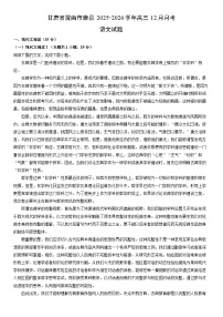 2025-2026学年甘肃省陇南市康县高三上12月月考语文试卷（学生版）