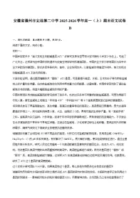 安徽省滁州市定远第二中学2025-2026学年高一（上）期末语文试卷B