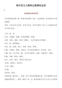 高中语文人物传记高频词总结知识清单（共20页）
