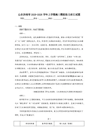 2025-2026学年山东济南市高三上学期模拟练习语文试题（无答案）