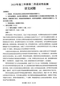 2025届山东省青岛市、淄博市高三下学期5月第二次适应性检测语文试题（含答案）