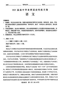 福建2025届高中毕业班适应性练习卷（3月高三下学期省质检）语文试卷（含答案）