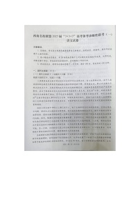 西南名校联盟2025届高三上学期“3+3+3”高考备考诊断性联考（一）语文试题 含答案