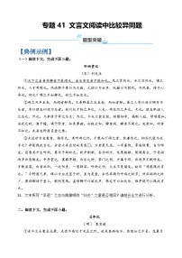 专题41 文言文阅读中比较异同题-2024年高考语文毕业班二轮热点题型归纳与变式演练(上海专用)(原卷版)