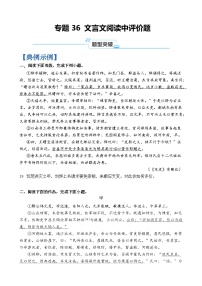 专题36 文言文阅读中评价题-2024年高考语文二轮热点题型归纳与变式演练（上海专用）（原卷版）