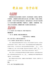 高考语文一轮复习考点巩固练习考点08 句子补写（含答案解析）