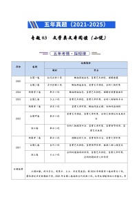 高考语文二轮专题训练-文学类文本阅读（小说）（全国通用）（学生版）
