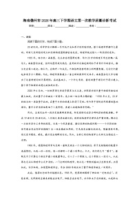 2026年海南儋州市高三下学期语文第一次教学质量诊断考试（无答案）