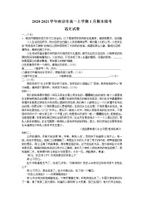 江苏省南京市2020-2021学年高一上学期期末统考语文试卷