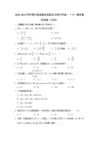 四川省成都市武侯区玉林中学2020-2021学年高一下学期期末数学（文科）试卷（解析版）