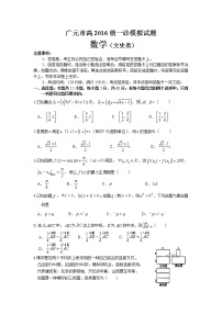 四川省广元2019届高三一诊模拟数学（文）试卷