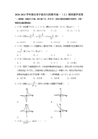 2020-2021学年浙江省宁波市九校联考高一（上）期末数学试卷