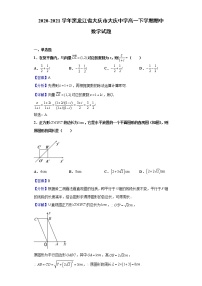2020-2021学年黑龙江省大庆市大庆中学高一下学期期中数学试题（解析版）
