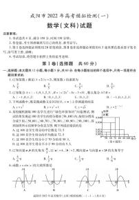 陕西省咸阳市2022届高考模拟检测（一）数学（文）试卷（PDF版）