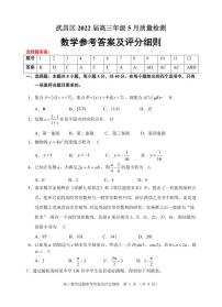 2022武汉武昌区高三年级5月质量检测数学（扫描版含评分细则及答案）