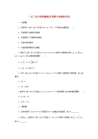 人教B版 (2019)必修 第一册2.1.2 一元二次方程的解集及其根与系数的关系达标测试