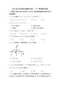 2021-2022学年浙江省衢州市高一（下）期末数学试卷
