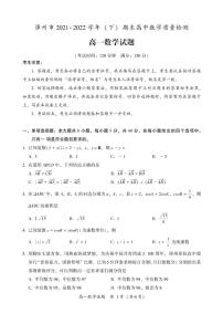 福建省漳州市2021-2022学年高一下学期期末教学质量检测数学试题