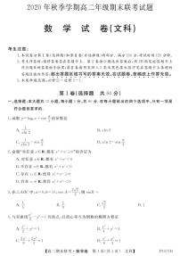 2021南宁高二上学期期末联考数学（文）试题PDF版含答案