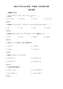 2023内江威远县威远中学校高一上学期第一次阶段性评测数学试题含答案