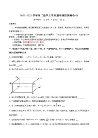 期中模拟预测卷01（测试范围：空间向量与立体几何、数列） -2022-2023学年高二数学上学期期中期末考点大串讲（沪教版2020必修第三册+选修一）