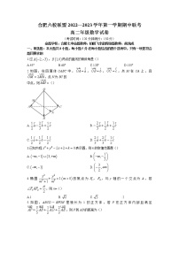 2022-2023学年安徽省合肥市六校联盟高二上学期期中联考数学试题（含答案）