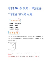 考向30 线线角、线面角、二面角与距离问题（四大经典题型）