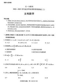 天一大联考2022-2023学年高三上学期阶段测试（三）文科数学试题及答案