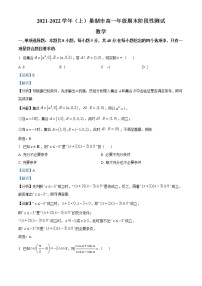 安徽省巢湖市2021-2022学年高一上学期期末数学试题