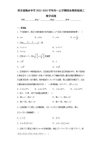 河北省衡水中学2022-2023学年高一上学期综合素质检测二数学试题及答案