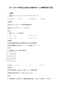 2021-2022学年黑龙江省绥化市绥棱县高一上学期期中数学试题（解析版）