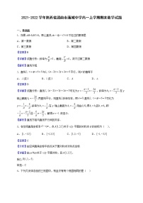 2021-2022学年陕西省渭南市蒲城中学高一上学期期末数学试题（解析版）