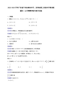 2022-2023学年广东省广州市真光中学、深圳市第二高级中学教育联盟高一上学期期中联考数学试题（解析版）