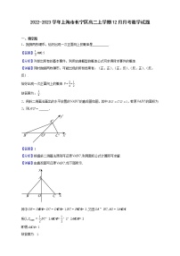 2022-2023学年上海市长宁区高二上学期12月月考数学试题（解析版）