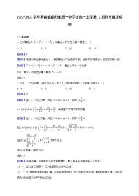 2022-2023学年河南省南阳市第一中学校高一上学期12月月考数学试题（解析版）