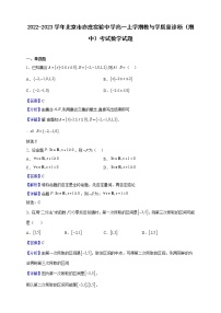 2022-2023学年北京市亦庄实验中学高一上学期教与学质量诊断（期中）考试数学试题（解析版）