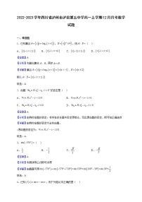 2022-2023学年四川省泸州市泸县第五中学高一上学期12月月考数学试题（解析版）