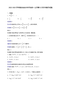2022-2023学年重庆市永川中学校高一上学期12月月考数学试题（解析版）