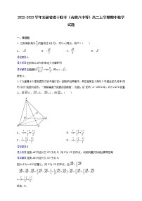 2022-2023学年安徽省省十联考（合肥八中等）高二上学期期中数学试题（解析版）