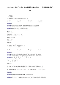2022-2023学年广东省广州市番禺区实验中学高二上学期期中数学试题（解析版）