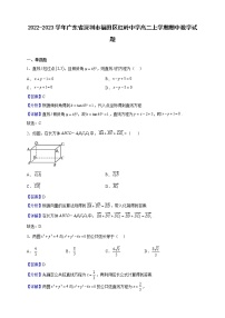 2022-2023学年广东省深圳市福田区红岭中学高二上学期期中数学试题（解析版）