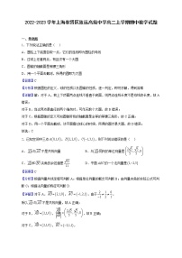 2022-2023学年上海奉贤区致远高级中学高二上学期期中数学试题(解析版)