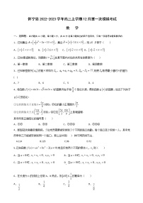2022-2023学年安徽省怀宁县高三上学期12月第一次模拟考试数学试卷（解析版）