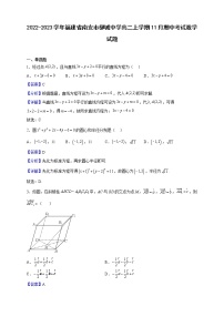 2022-2023学年福建省南安市柳城中学高二上学期11月期中考试数学试题（解析版）