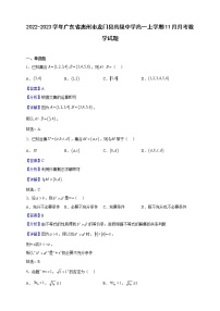 2022-2023学年广东省惠州市龙门县高级中学高一上学期11月月考数学试题（解析版）