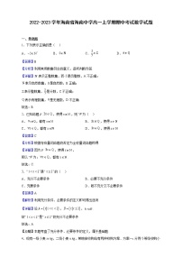 2022-2023学年海南省海南中学高一上学期期中考试数学试题（解析版）
